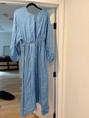 Faithfull the Brand Light Blue Long Sleeve Maxi Dress